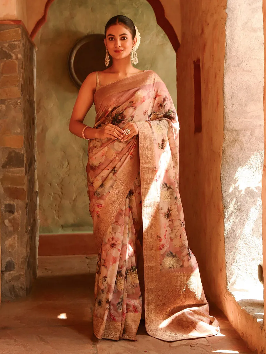 Digital Floral Printed Handloom Saree