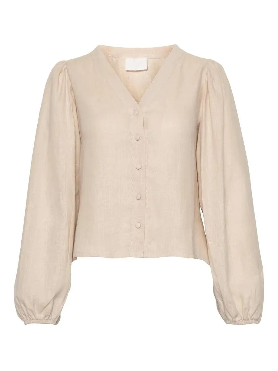 Edith Linen Shirt Beige