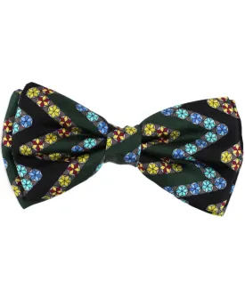 Emilio Pucci Silk Bow Tie Dark Green Maroon Blue Pre-Tied - Made In Italy