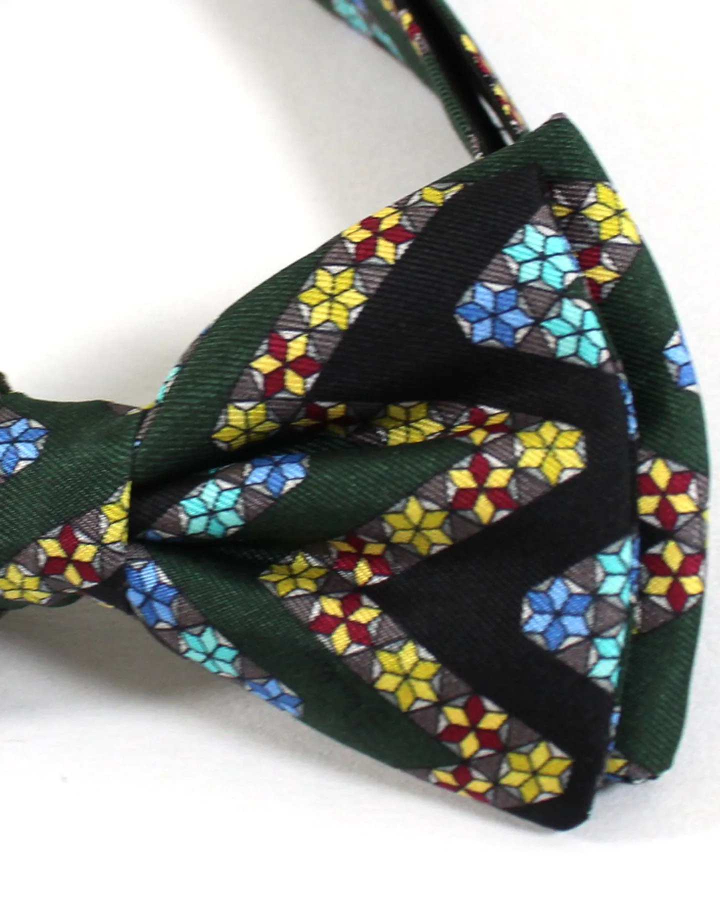 Emilio Pucci Silk Bow Tie Dark Green Maroon Blue Pre-Tied - Made In Italy