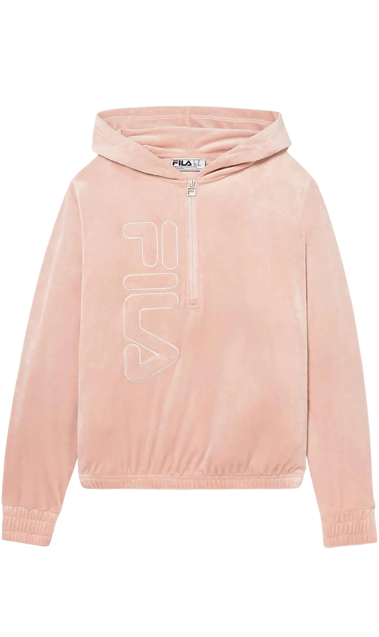 Fila Womens Velour Quarter Zip Hoodie Misty Rose Small