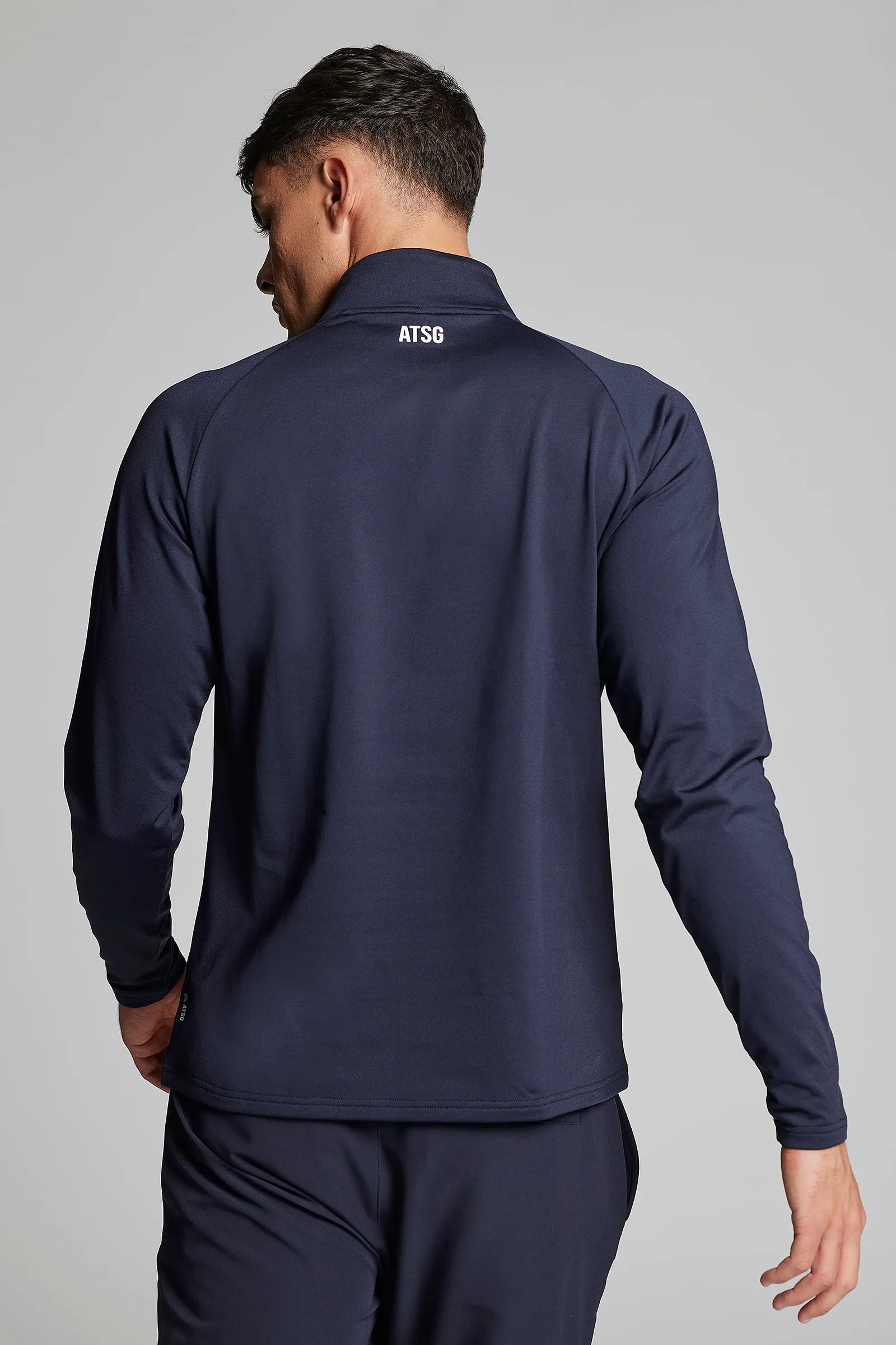 Fleece Back Slim Fit 1/4 Zip Top - Ace Navy