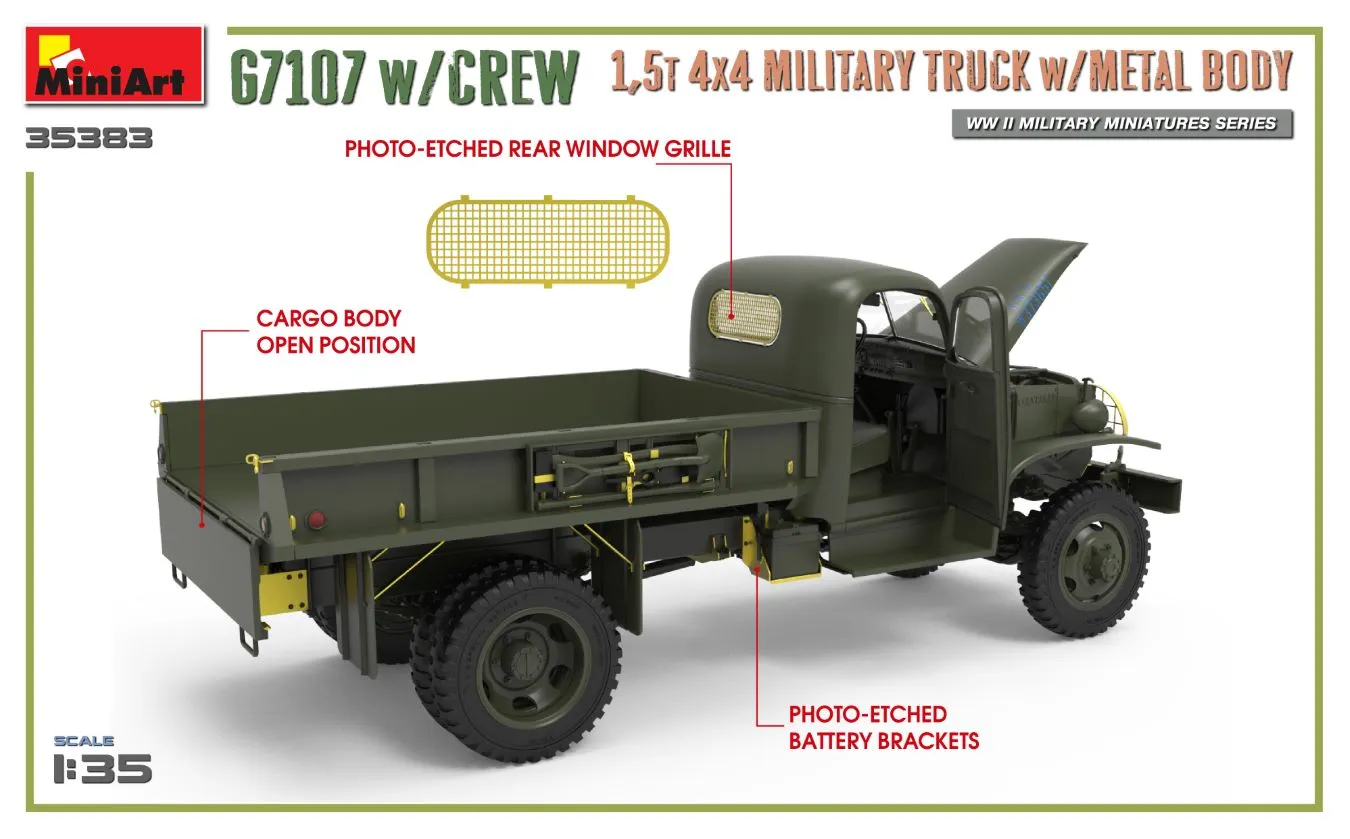 G7107 W/Crew 1,5T 4X4 Truck W/Metal Body (1/35)