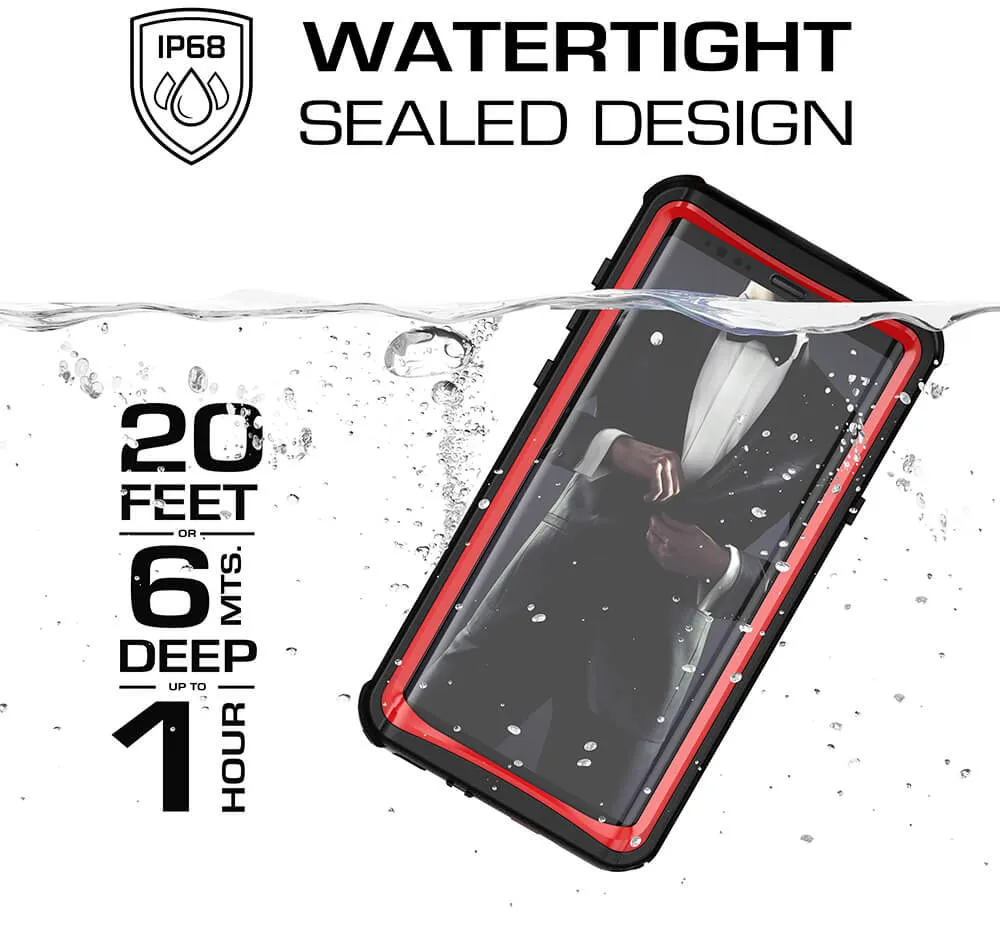 Galaxy Note 9, Ghostek Nautical Waterproof Case Full Body TPU Cover [Shockproof] | Black