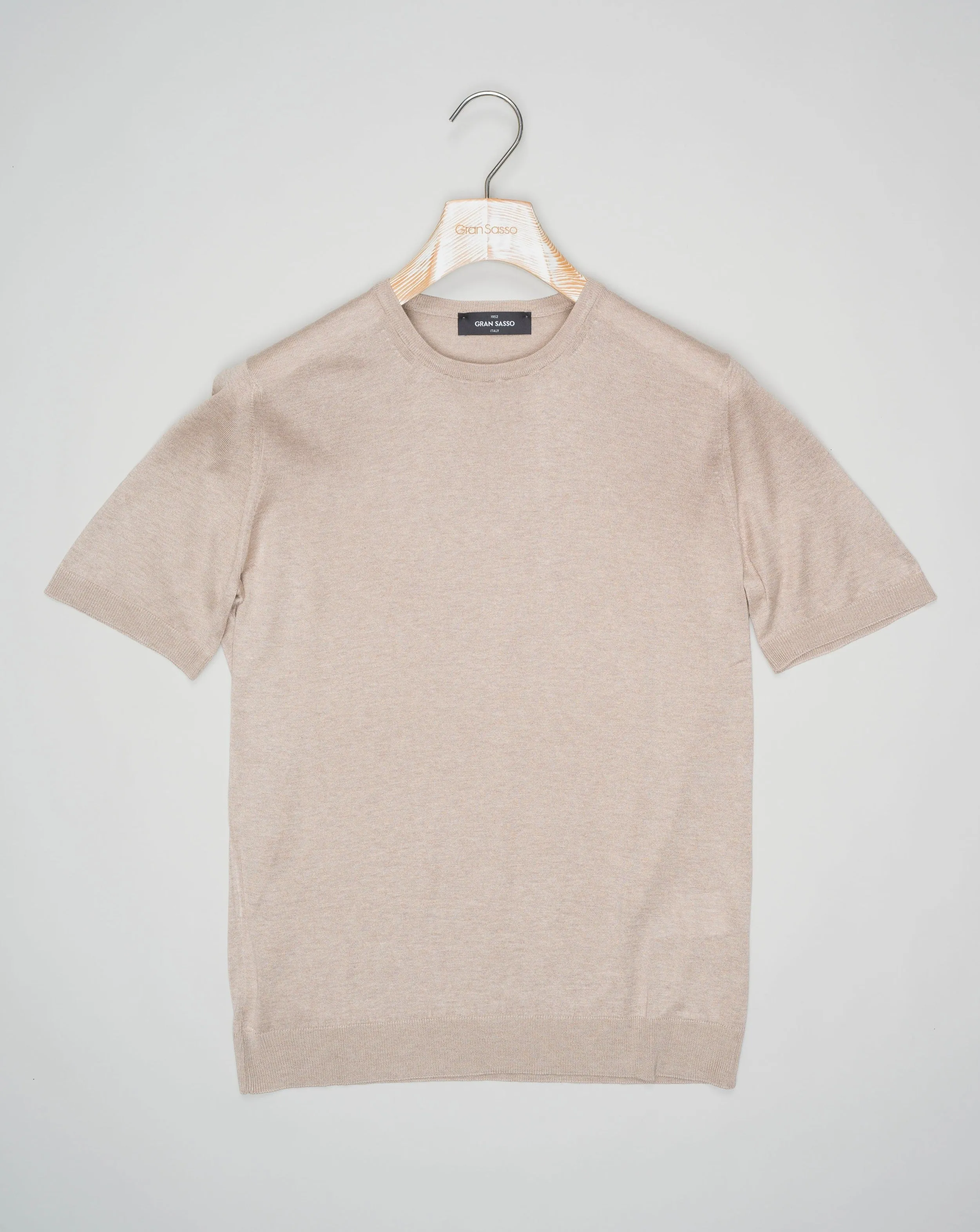 Gran Sasso Knitted Silk T-Shirt / Beige