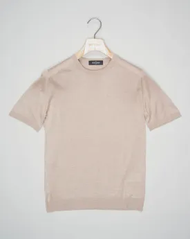 Gran Sasso Knitted Silk T-Shirt / Beige