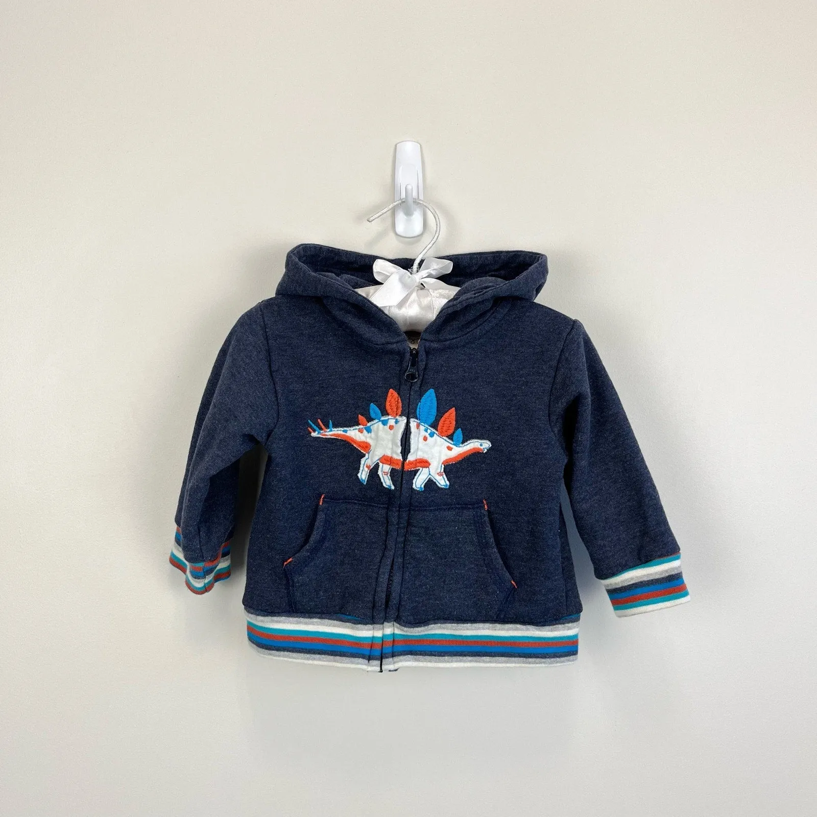 Hatley Strolling Stegosaurus Baby Hoodie Blue 9-12 Months