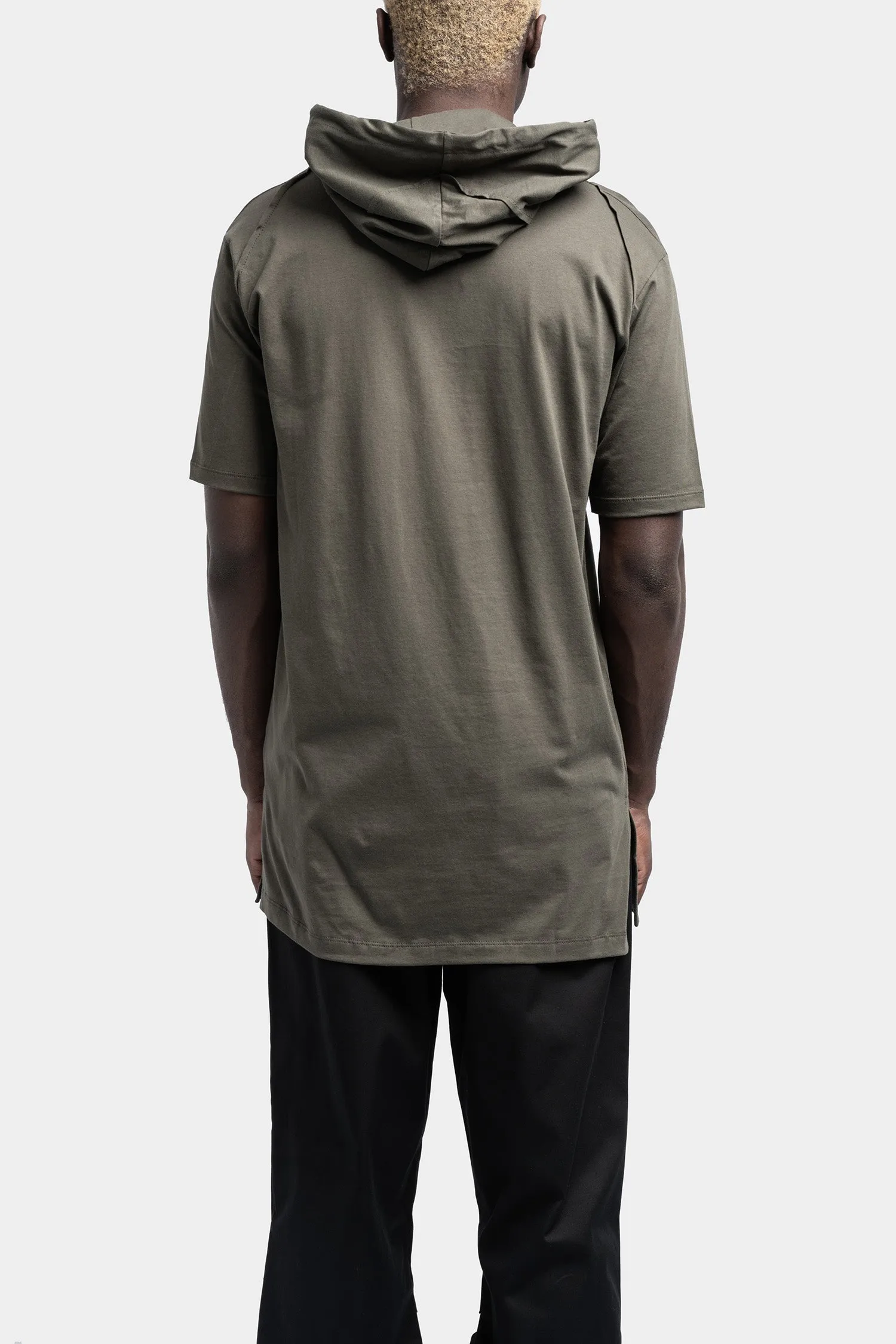 Hooded cotton t-shirt, Military green