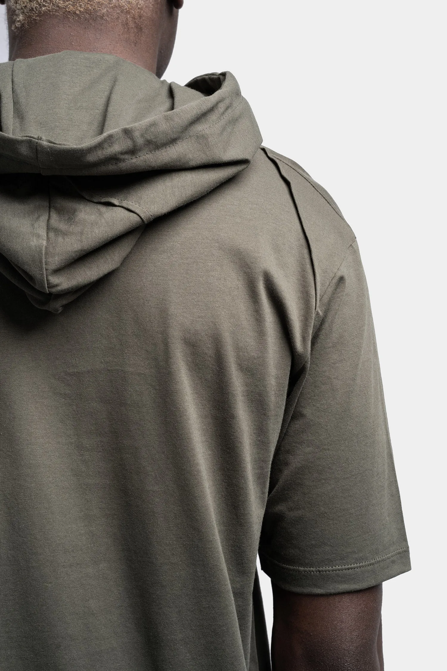 Hooded cotton t-shirt, Military green