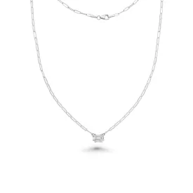 Illusion Rectangular Shape Emerald Cut Diamond Paperclip Necklace (0.50 ct.) in 14k Gold