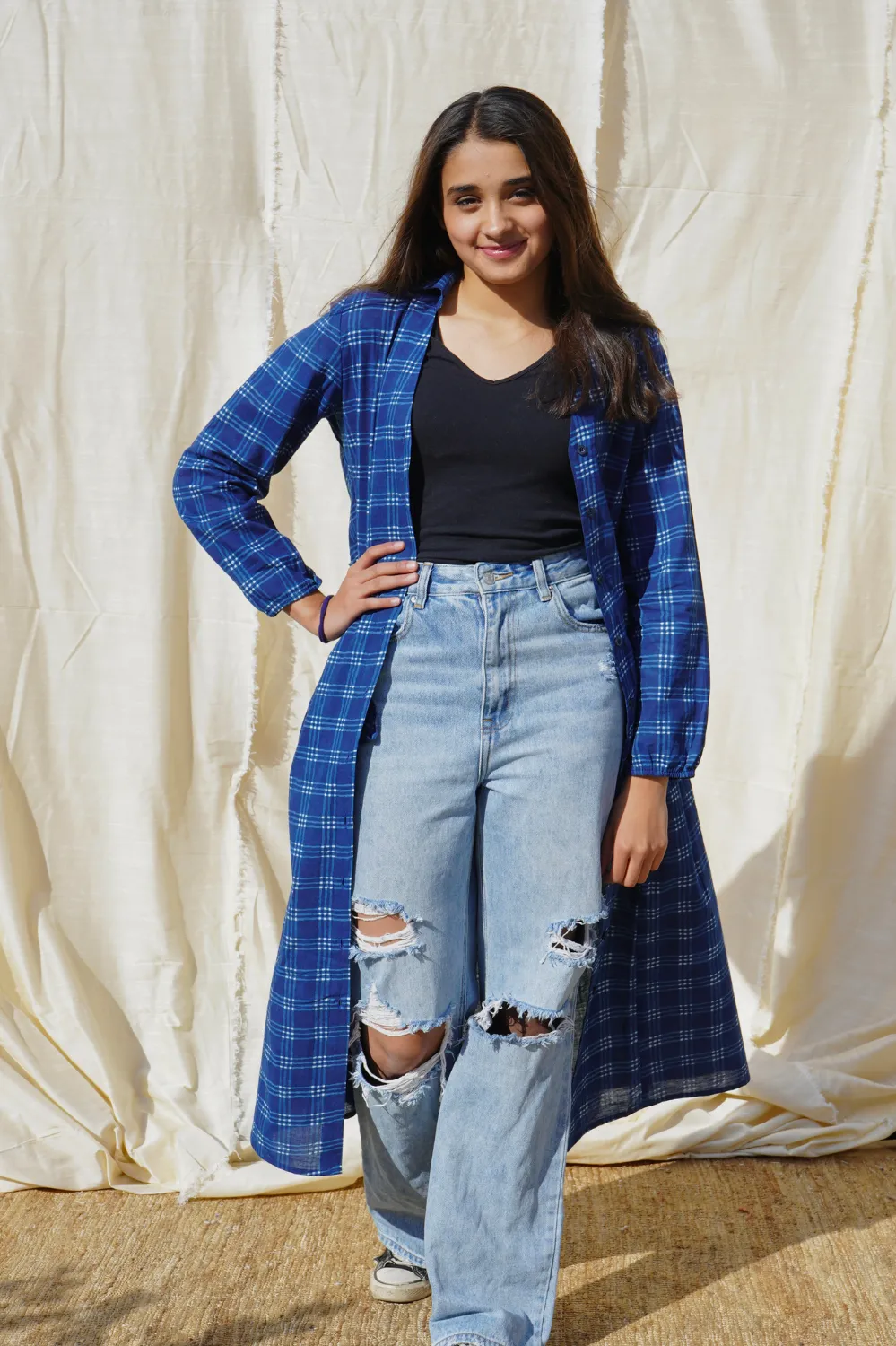 Indigo Blue Checkered Overlay