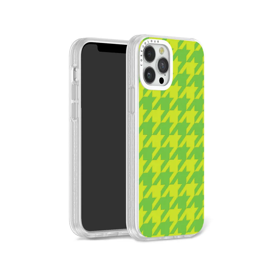 iPhone 12 Pro Green Houndstooth Phone Case Magsafe Compatible