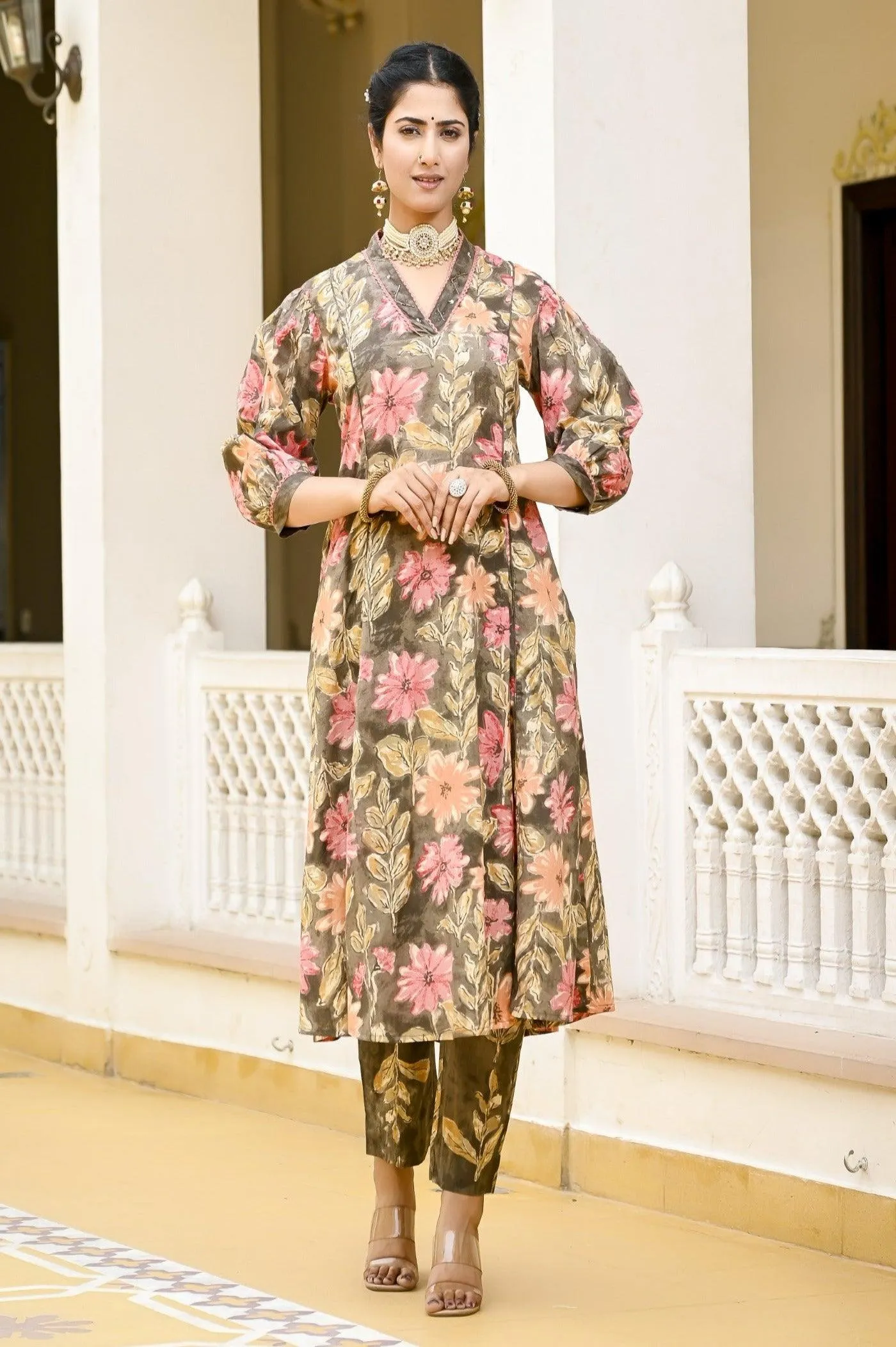 Jaipuri Print Kurti Pant Set