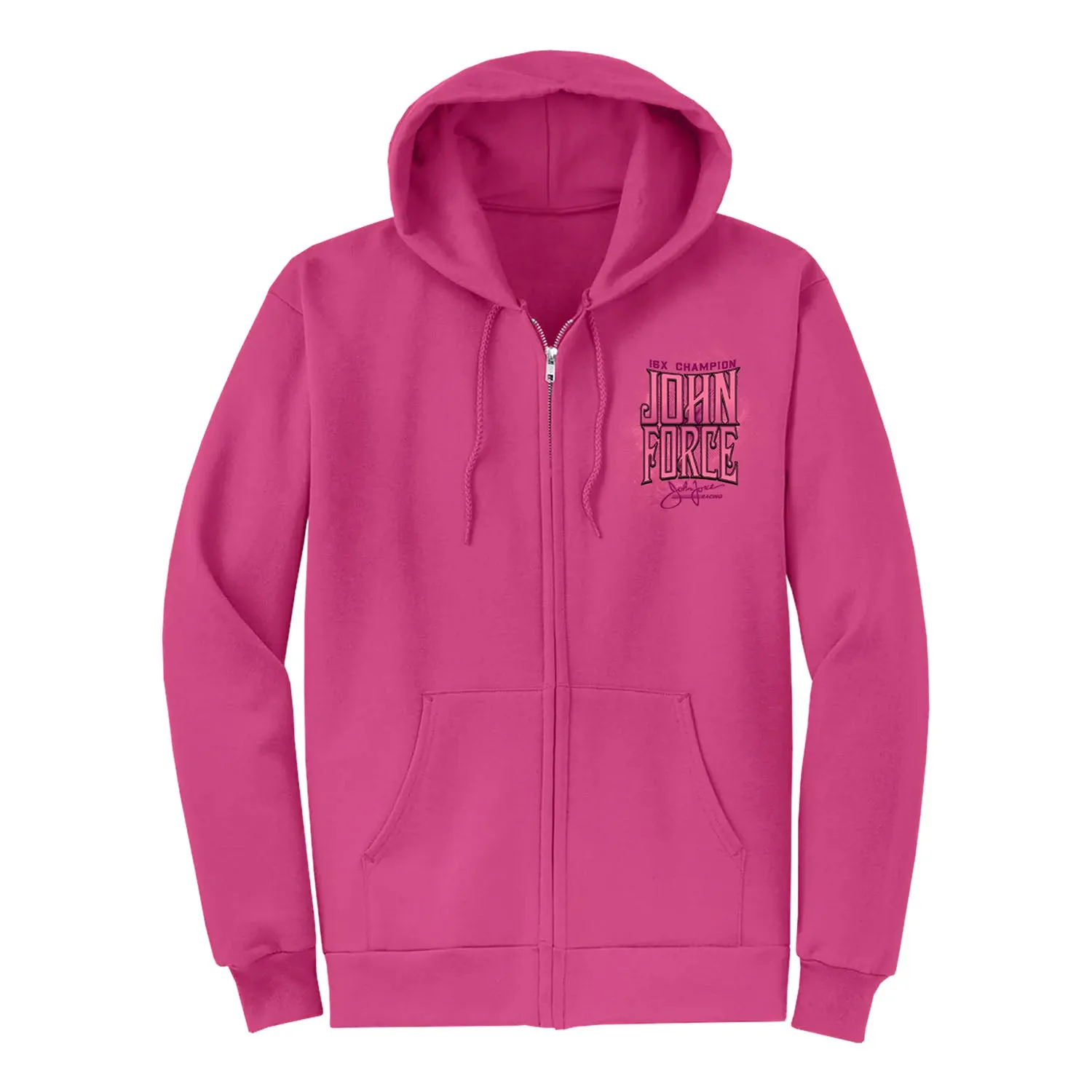 John Force Pink Full Color Zip-Up Sweatshirt