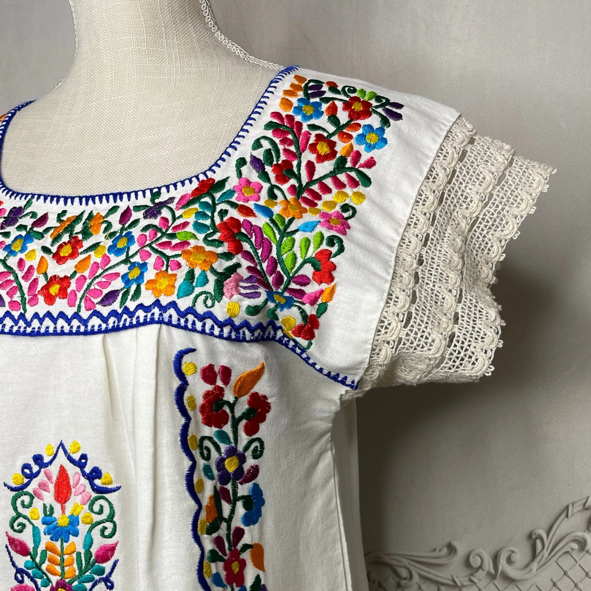 Laced Trim Mexican Dress - Daisy