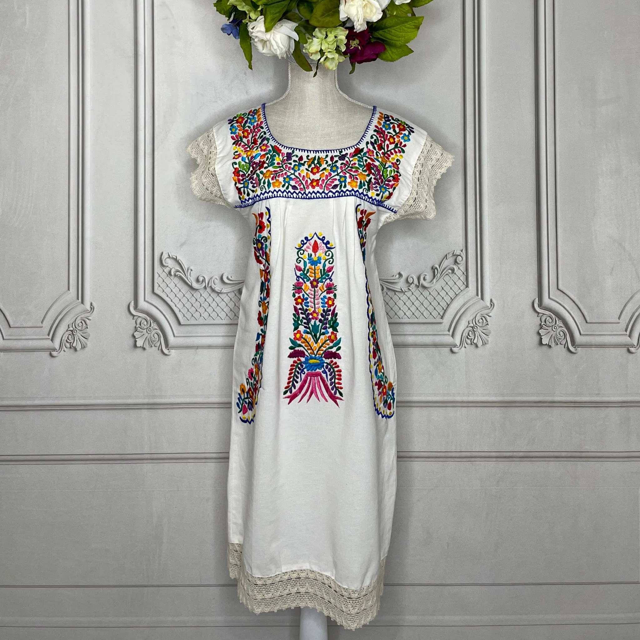 Laced Trim Mexican Dress - Daisy