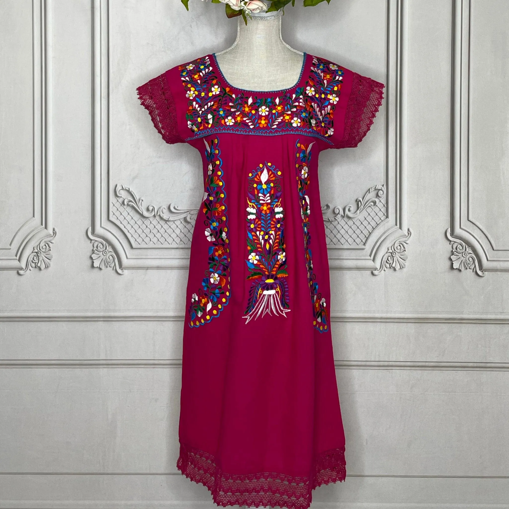 Laced Trim Mexican Dress - Daisy