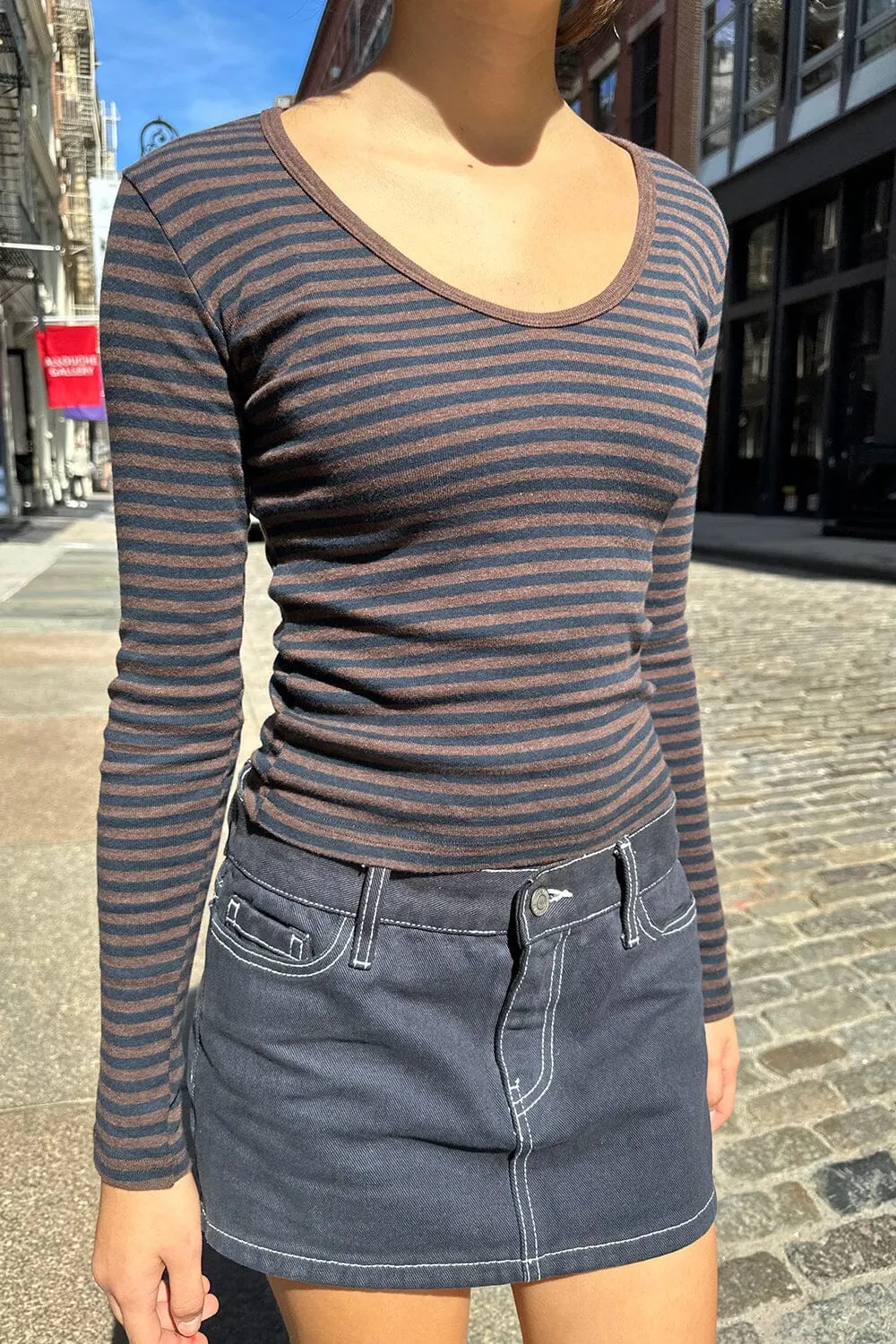 Leah Striped V-Neck Top