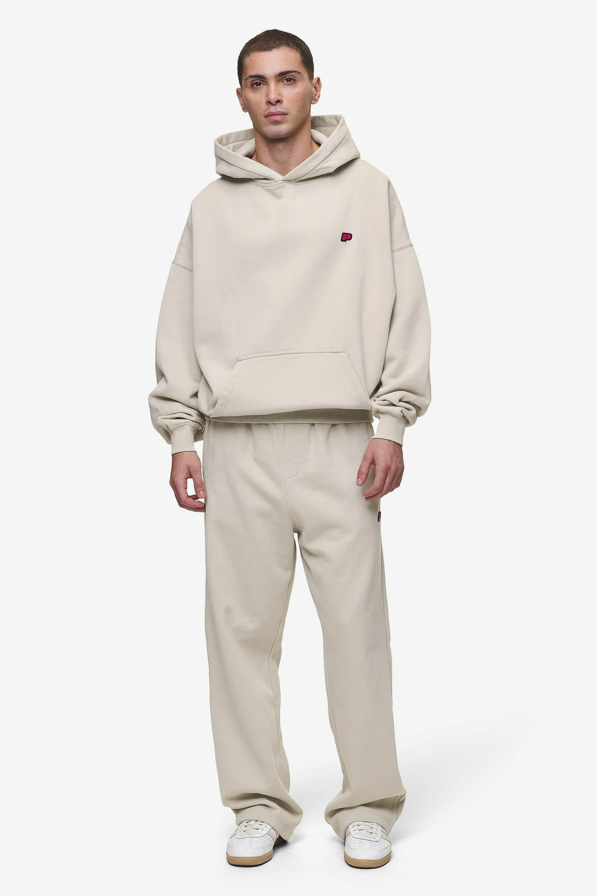 Leono Boxy Hoodie Washed Light Beige Virtual Pink Gum