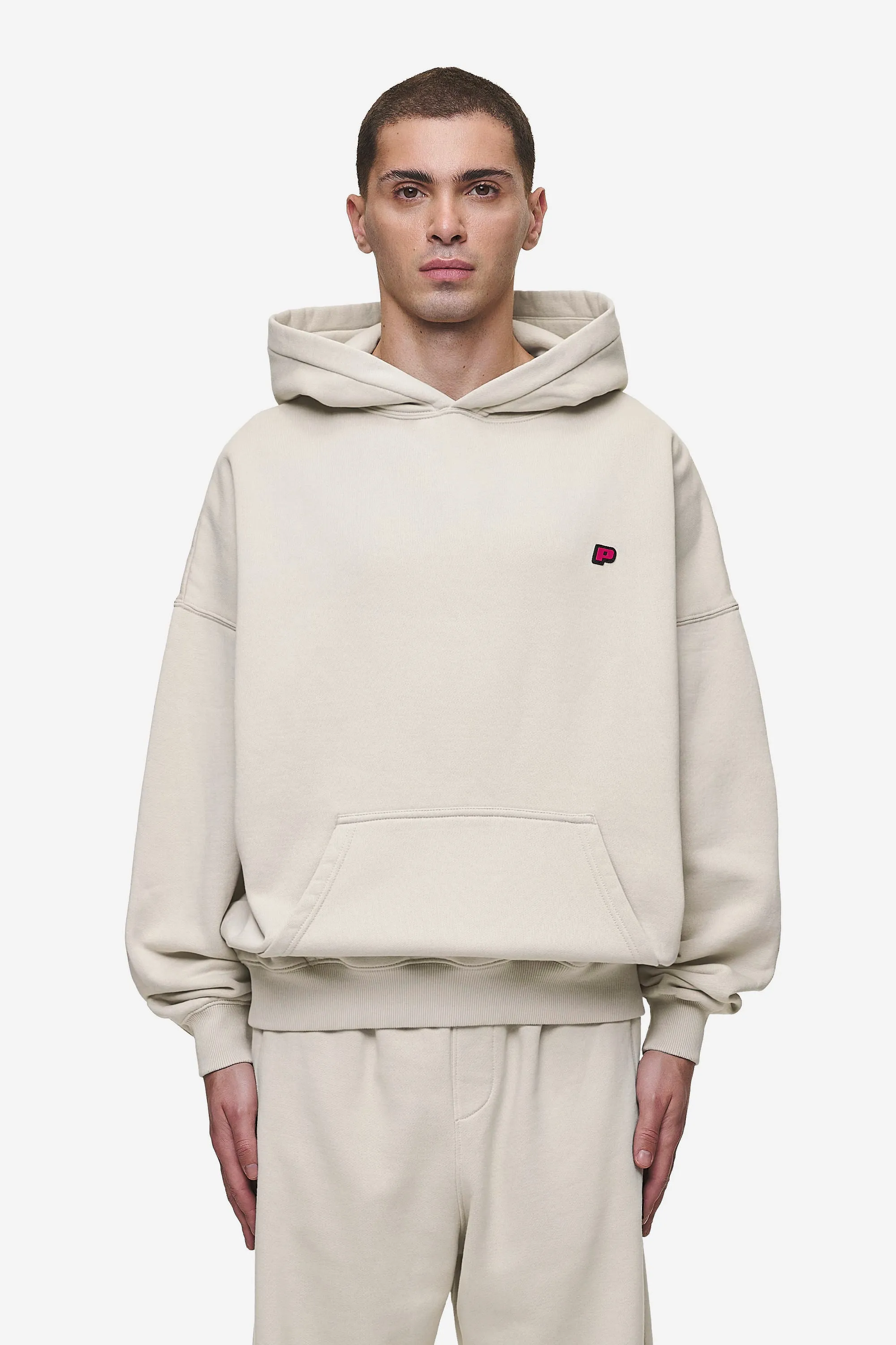 Leono Boxy Hoodie Washed Light Beige Virtual Pink Gum