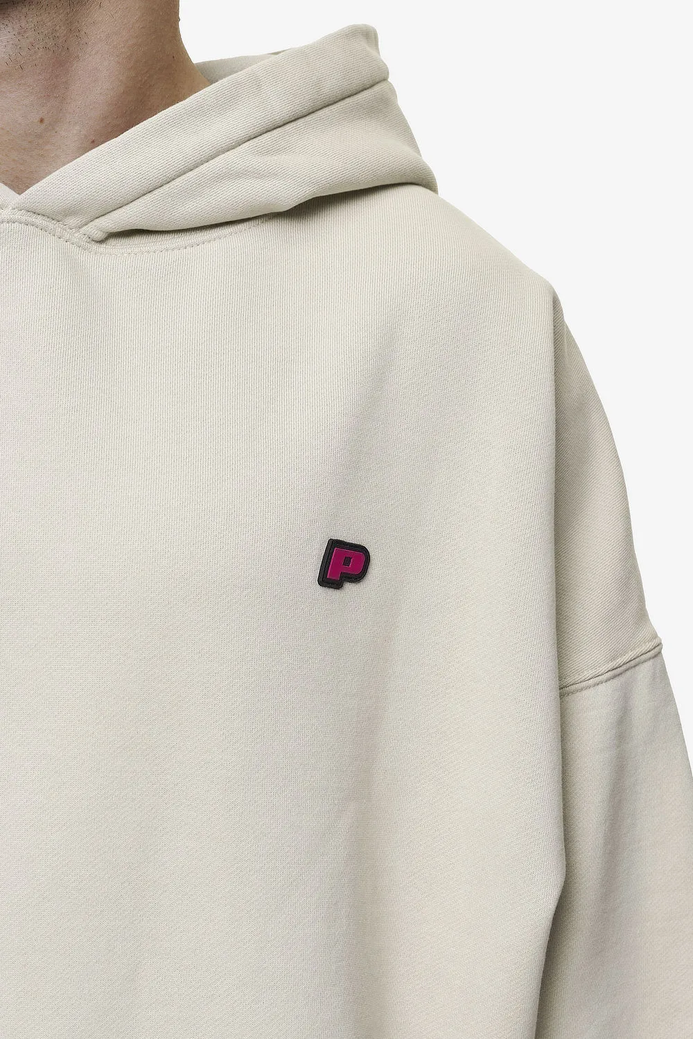 Leono Boxy Hoodie Washed Light Beige Virtual Pink Gum