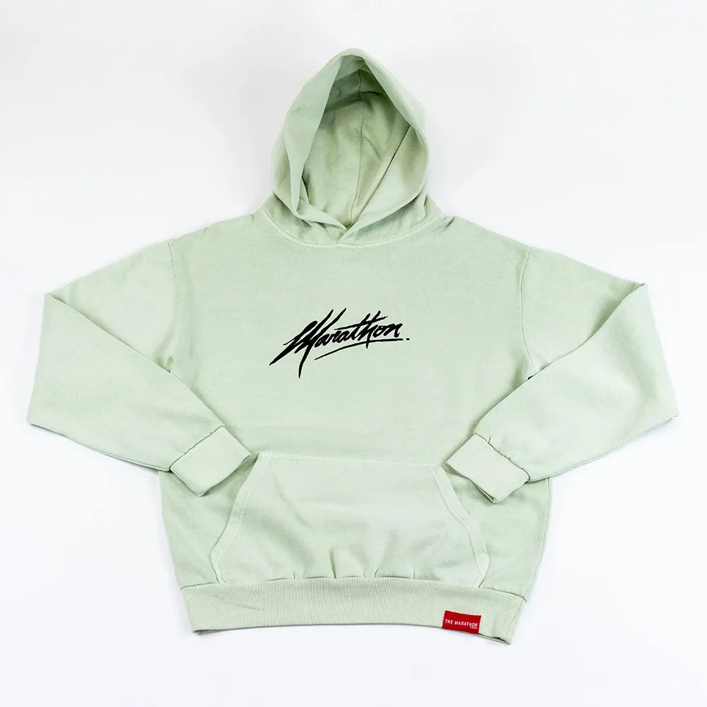 Marathon Script Signature Hoodie - Pistachio/Black