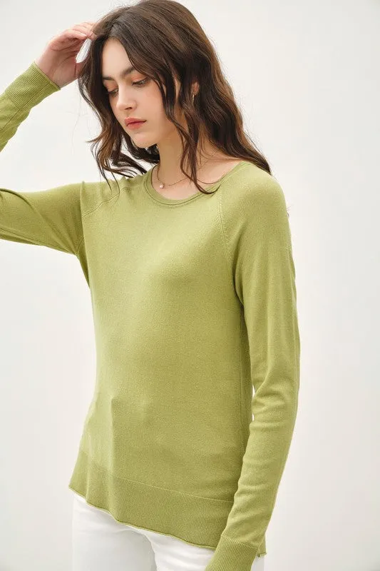 MARIGOLD LIGHTWEIGHT ROUND NECK RAGLAN LONG SLEEVE SWEATER