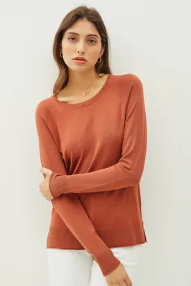 MARIGOLD LIGHTWEIGHT ROUND NECK RAGLAN LONG SLEEVE SWEATER