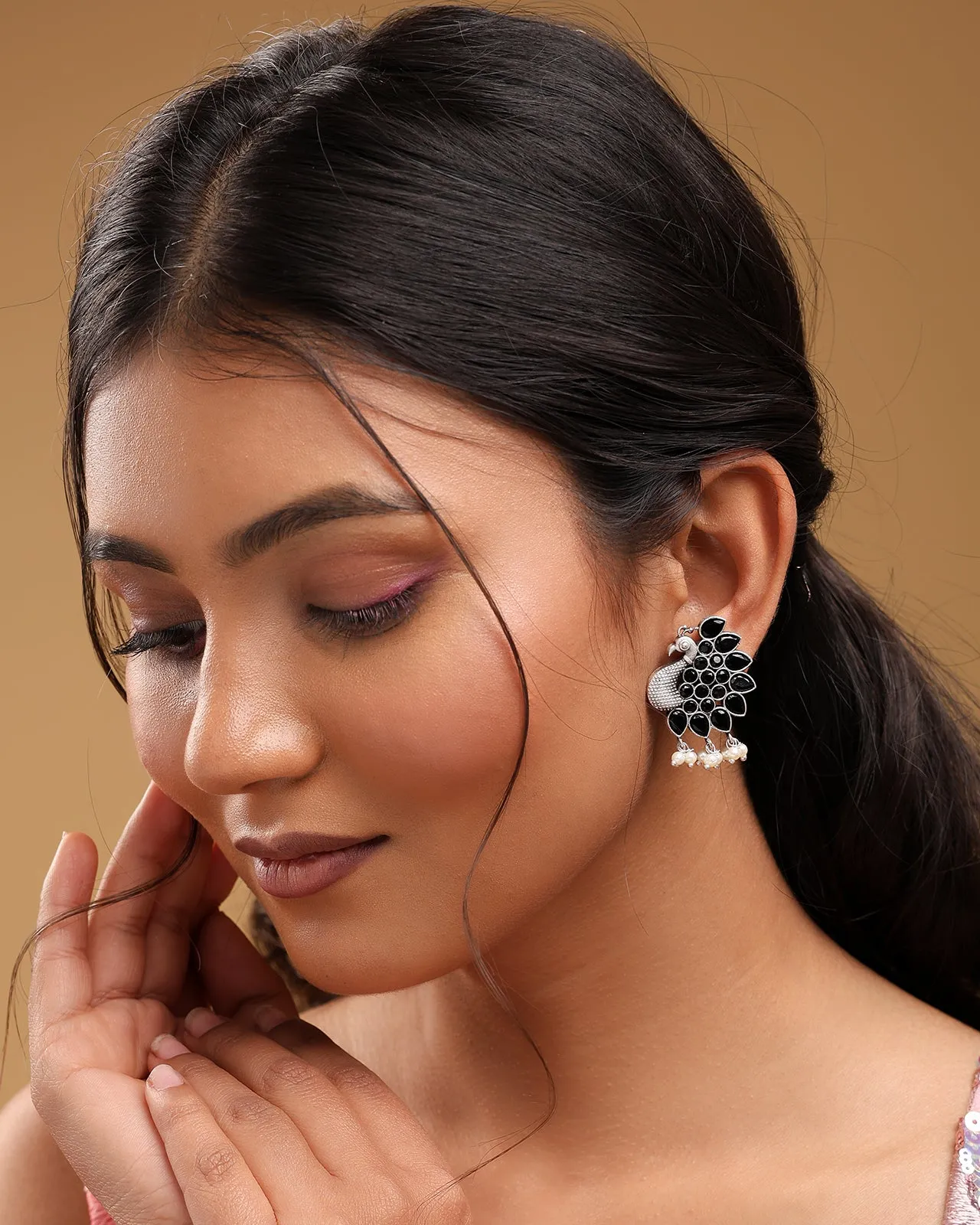 Maurya Peacock Stud Earrings - wxo