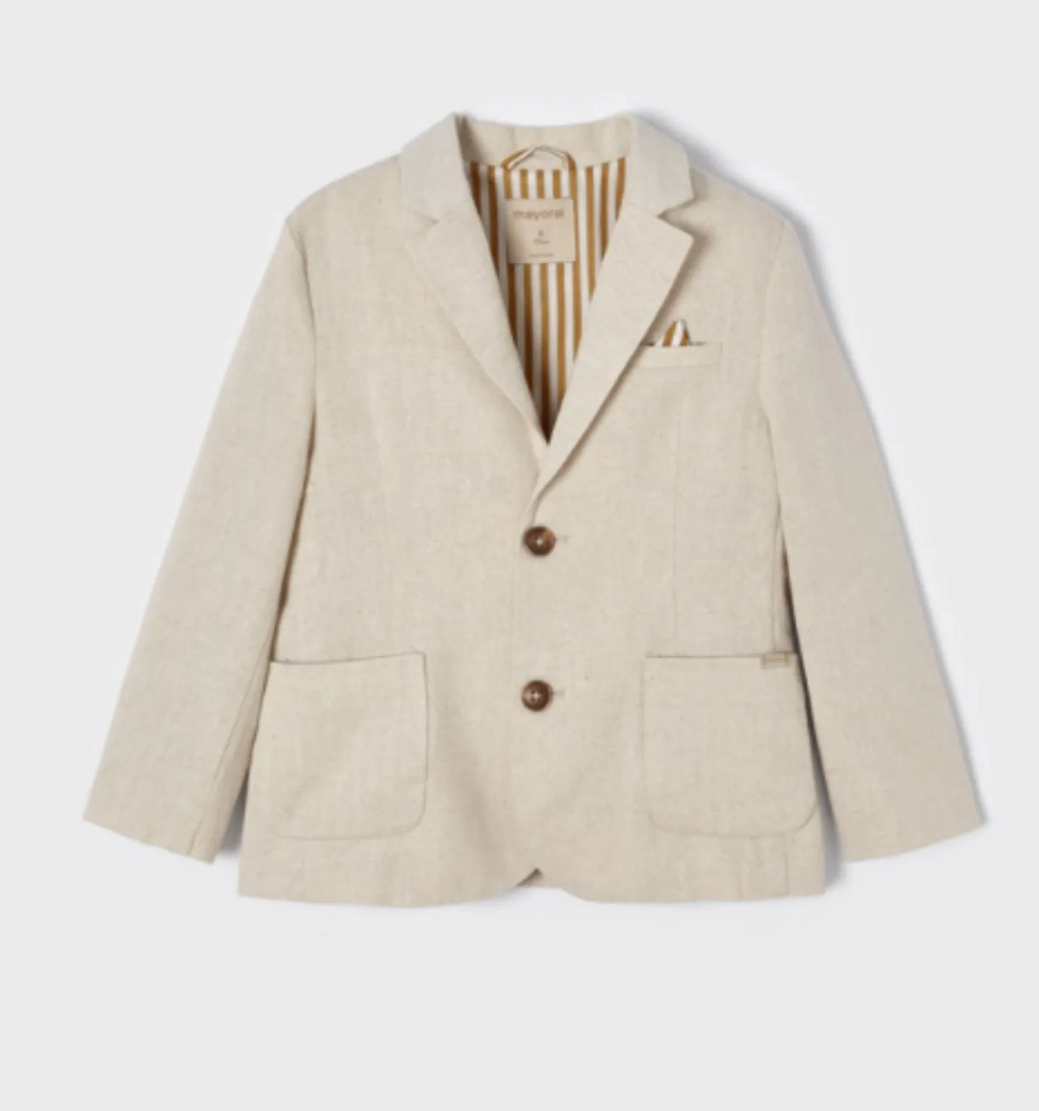 Mayoral Boys Oat Colored Tailored Blazer Jacket