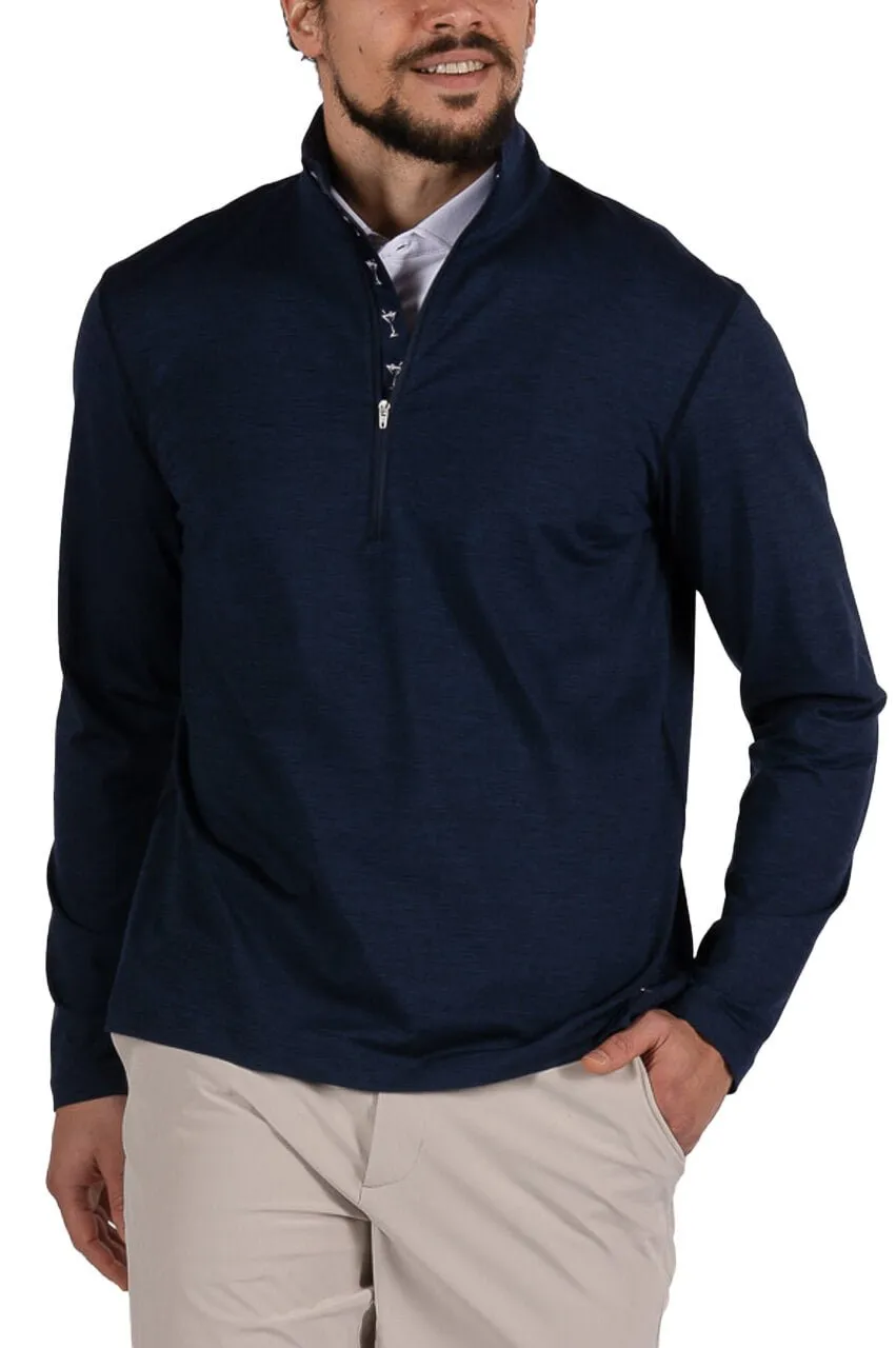 Men's Heathered Navy Quarter Zip Pullover