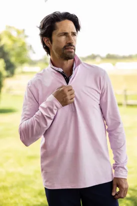 Men's Heathered Pink Quarter Zip Pullover