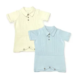 Milan Collar & Cable Knit Baby Bodysuit (Organic) - 2 Colors