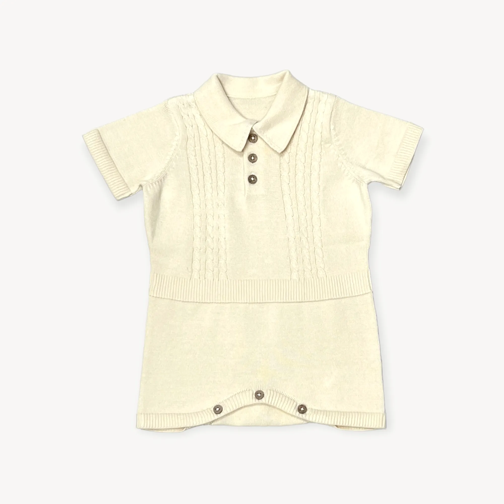 Milan Collar & Cable Knit Baby Bodysuit (Organic) - 2 Colors