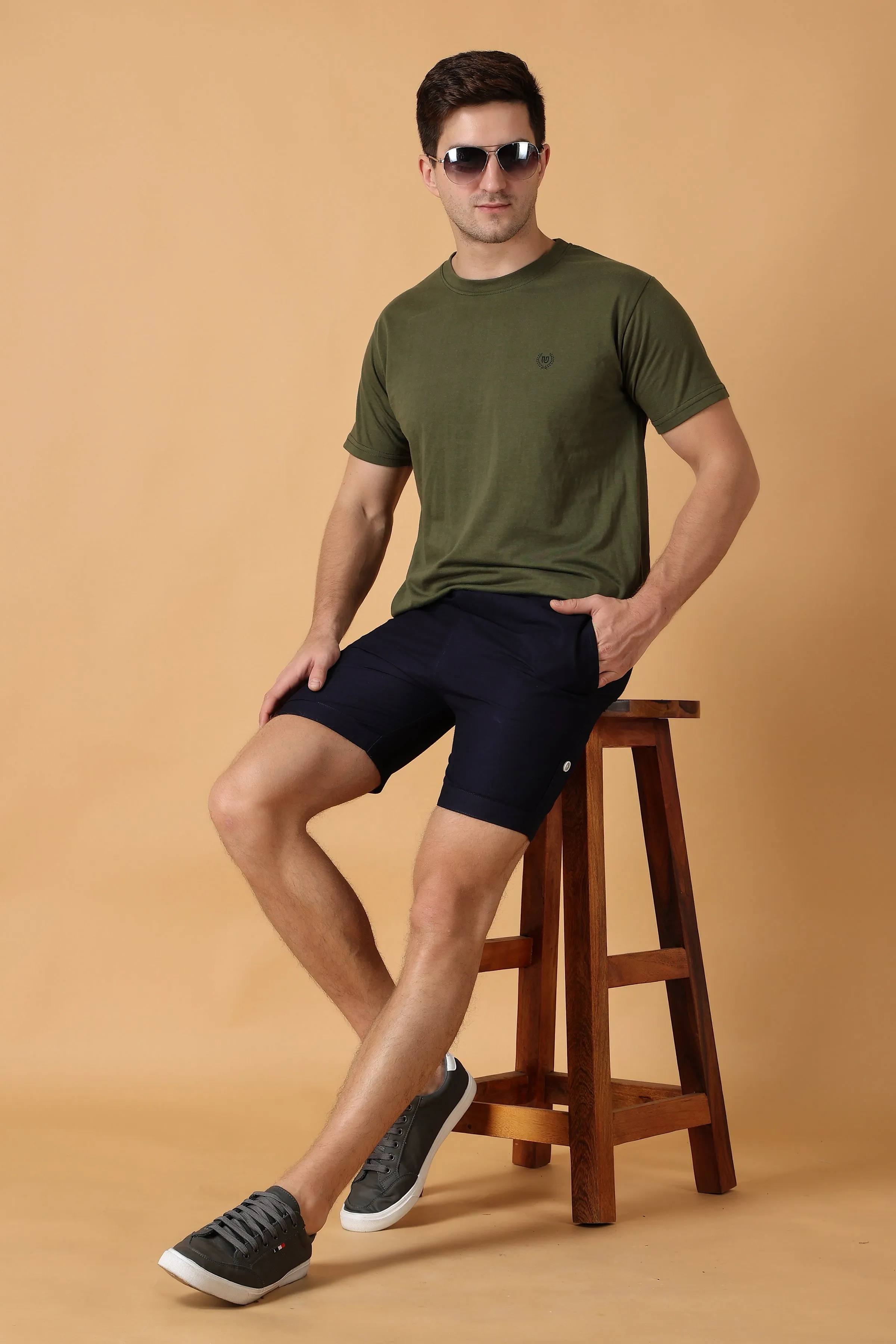 Navy Cotton Shorts