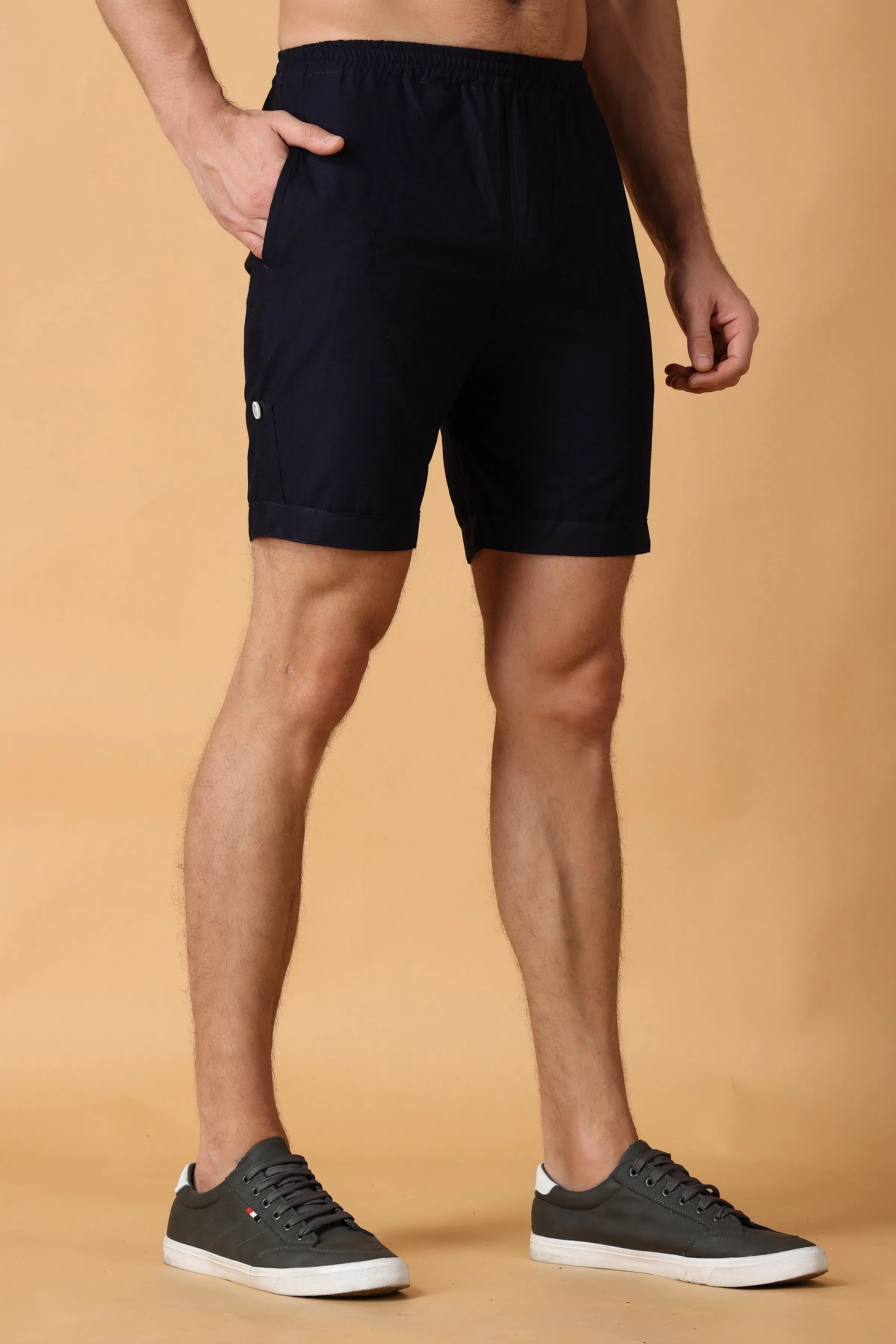 Navy Cotton Shorts