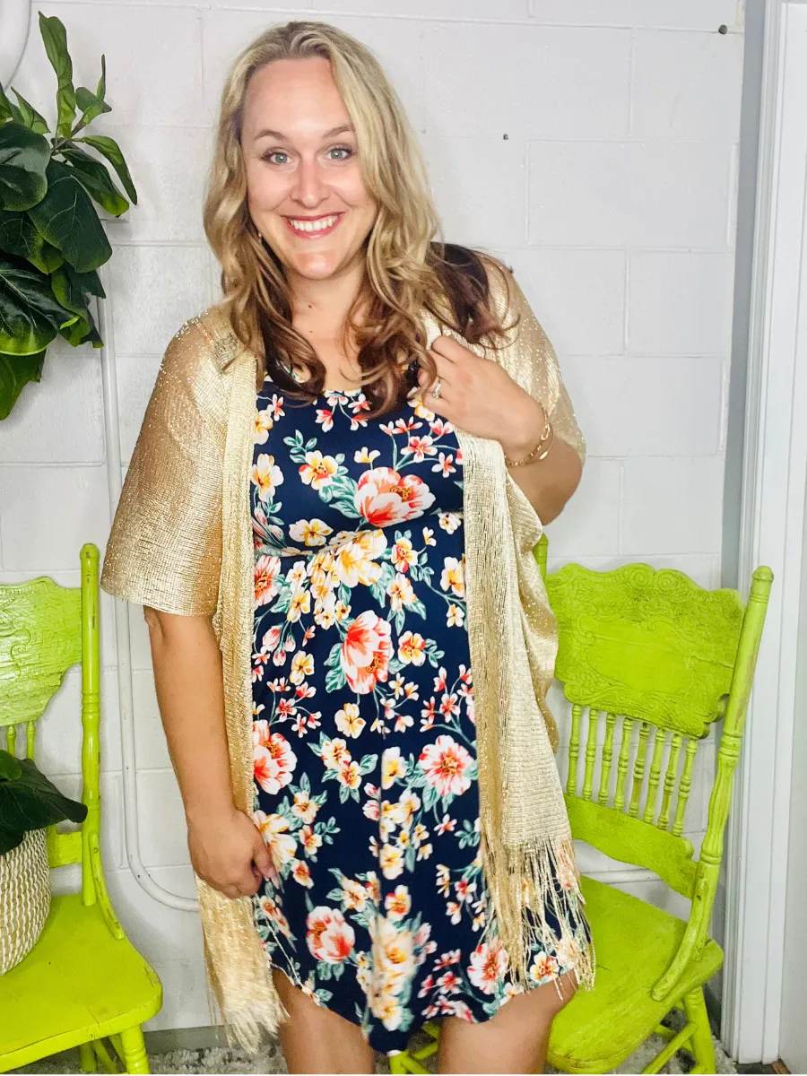 Navy Tropical Kelsey Tank Dress