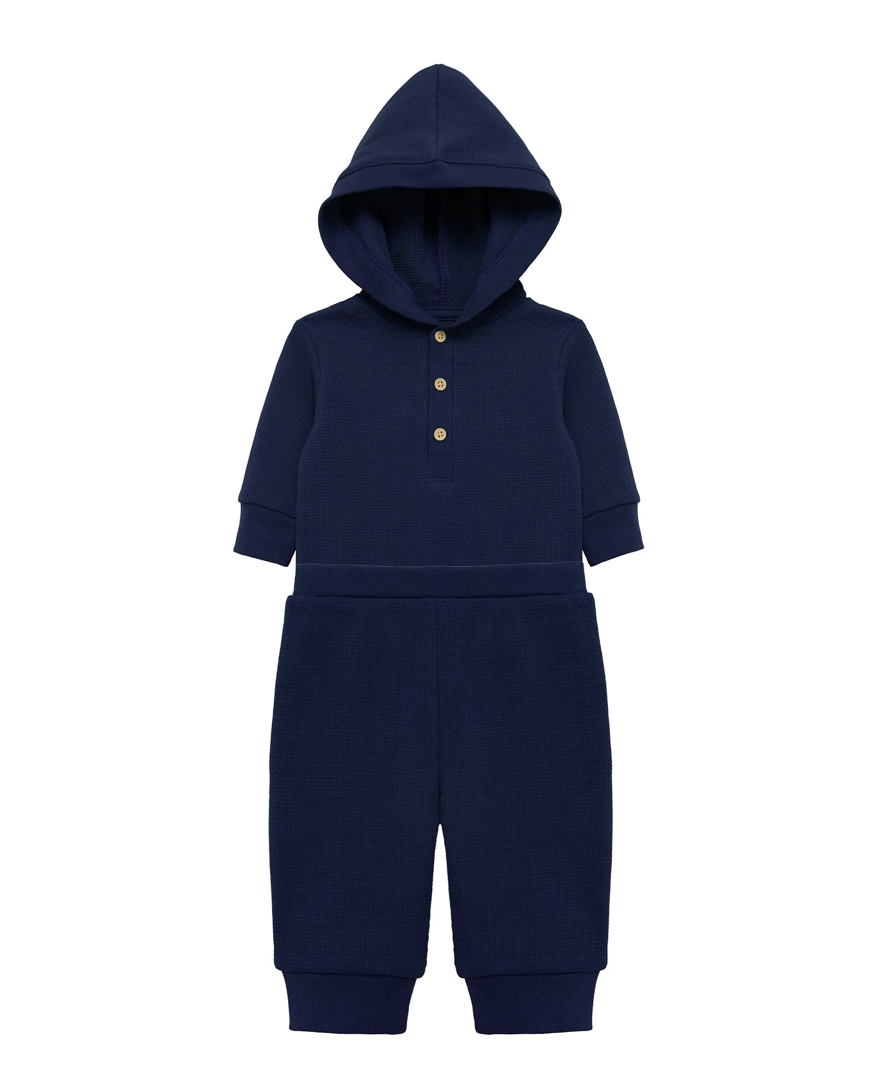 Navy Waffle Knit Bodysuit & Pant Set