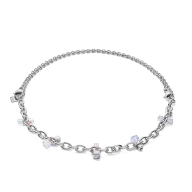 Necklace casual & chunky chain stainless steel & Crystals silver-crystal