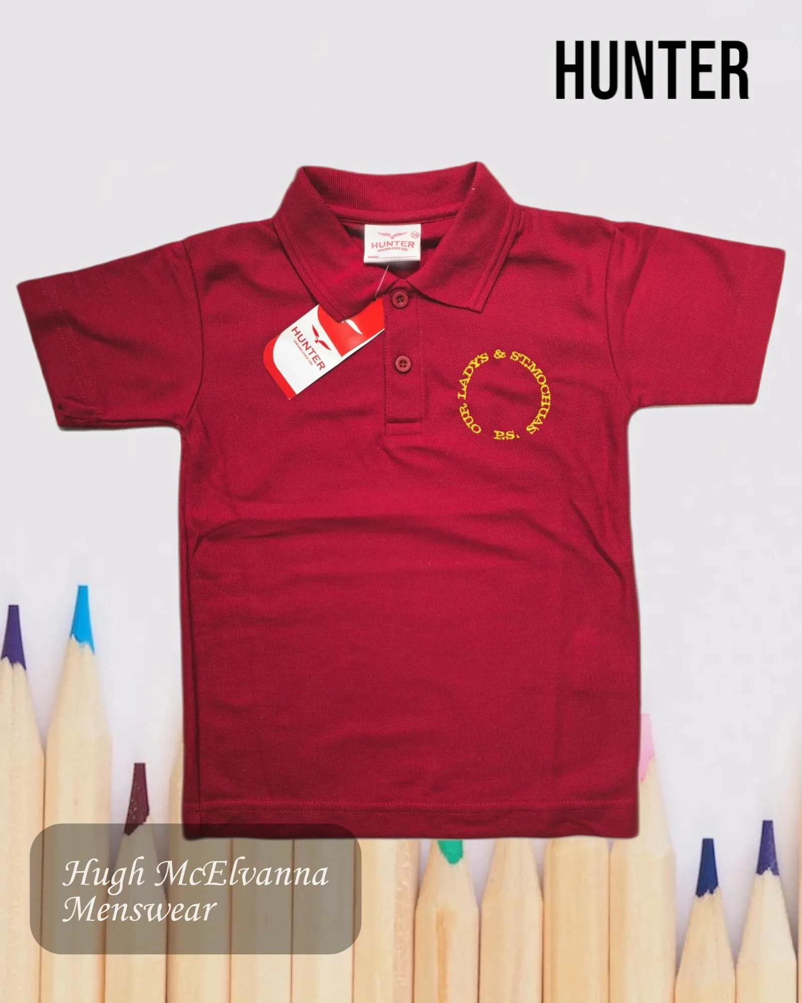 Our Lady's & St. Mochua's P.S. Derrynoose Red Polo Shirt by Hunter Style: 1342