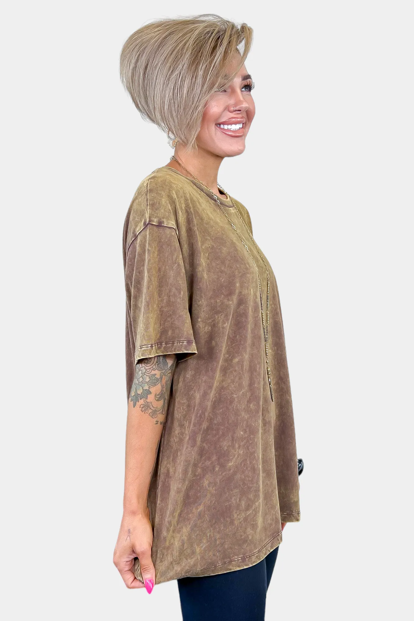 Oversized Washed Short Sleeve Top