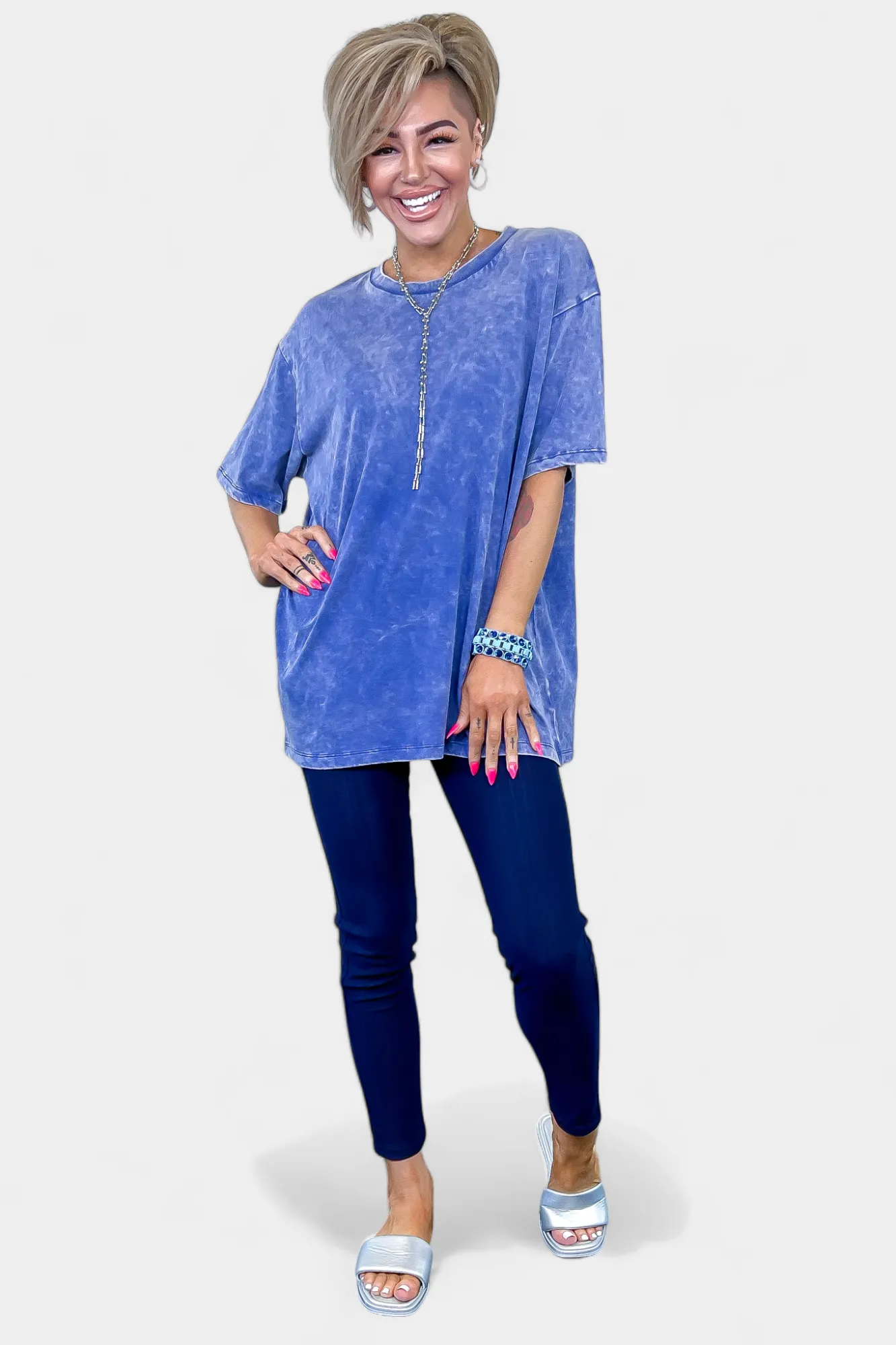 Oversized Washed Short Sleeve Top