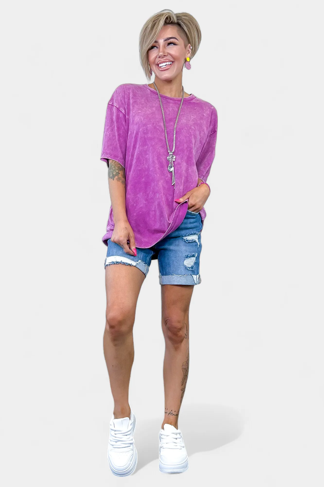 Oversized Washed Short Sleeve Top