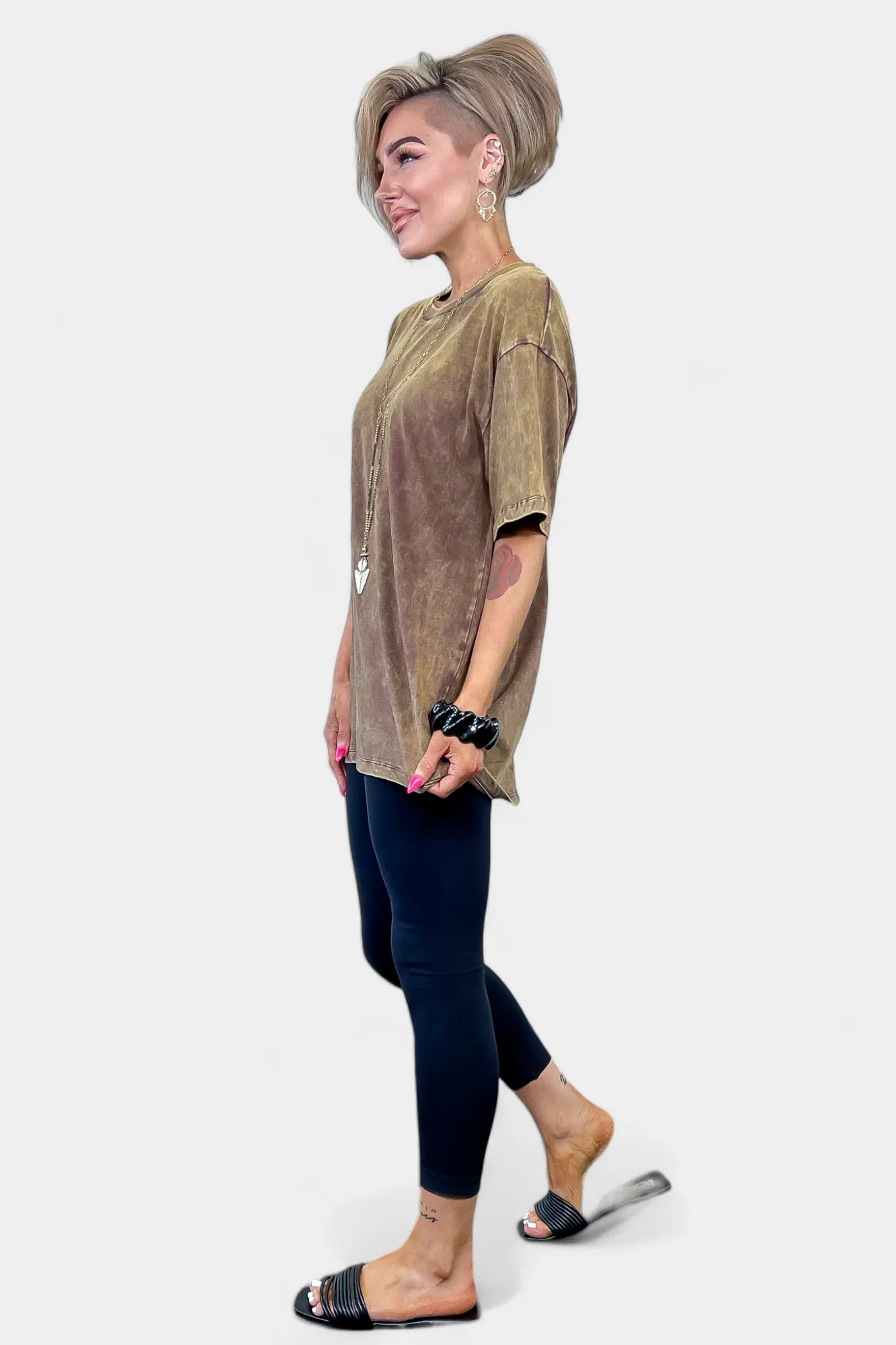 Oversized Washed Short Sleeve Top