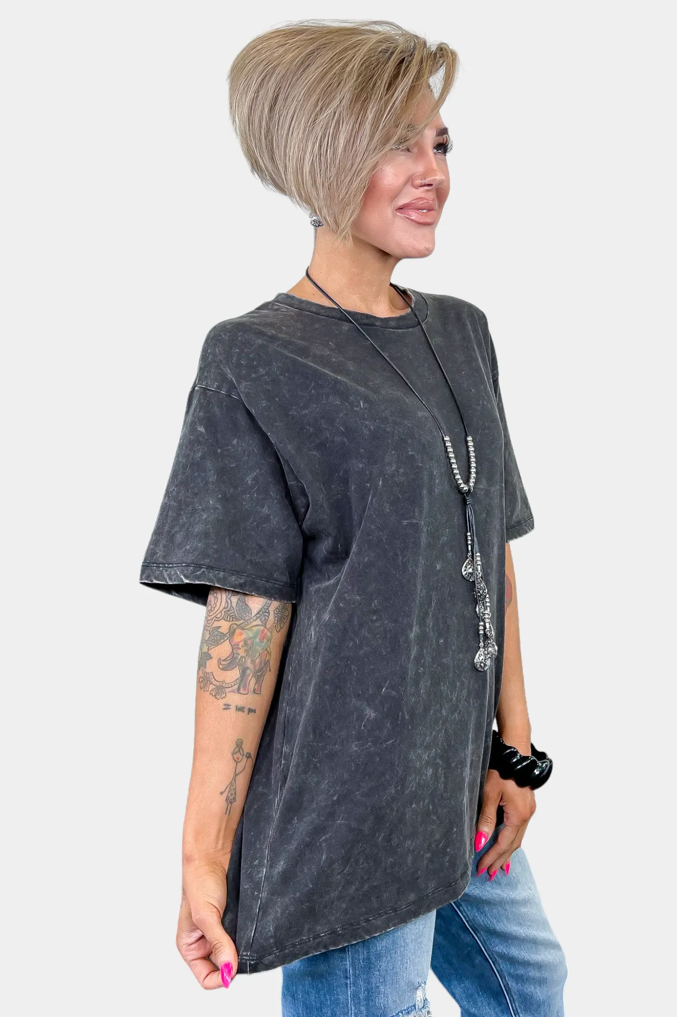 Oversized Washed Short Sleeve Top