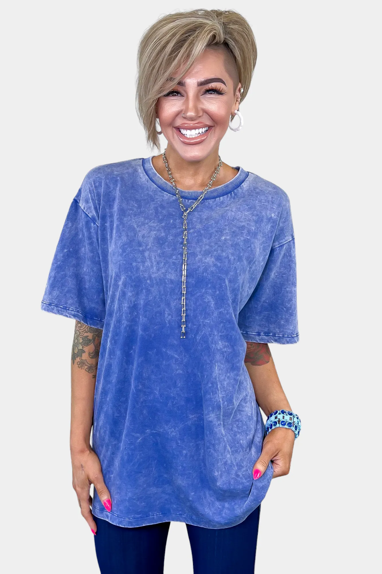 Oversized Washed Short Sleeve Top