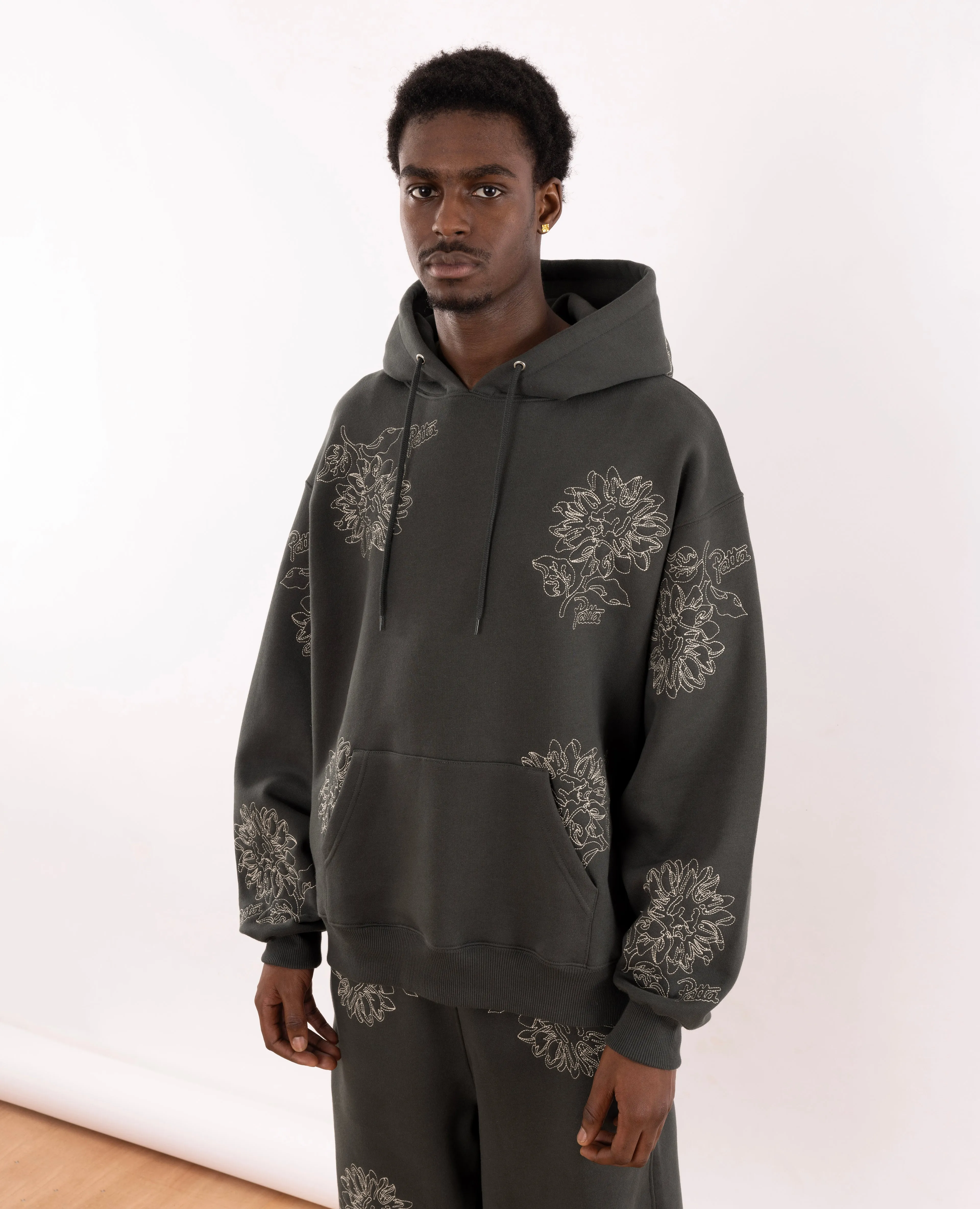 Patta Sunflower Oversized Hooded Sweatshirt in Sea Salt