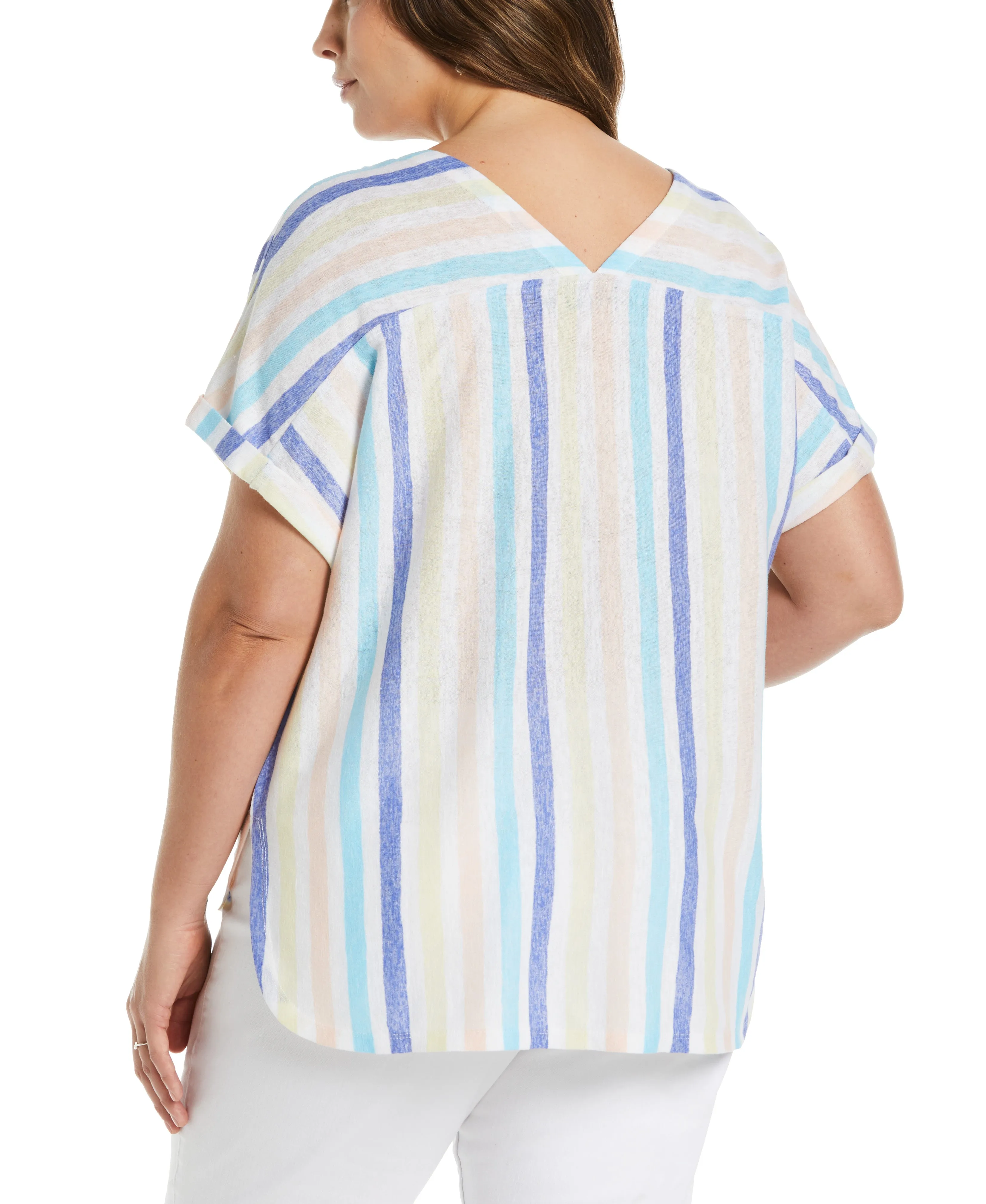 Plus Size Stripe V-neck Top