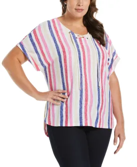 Plus Size Stripe V-neck Top