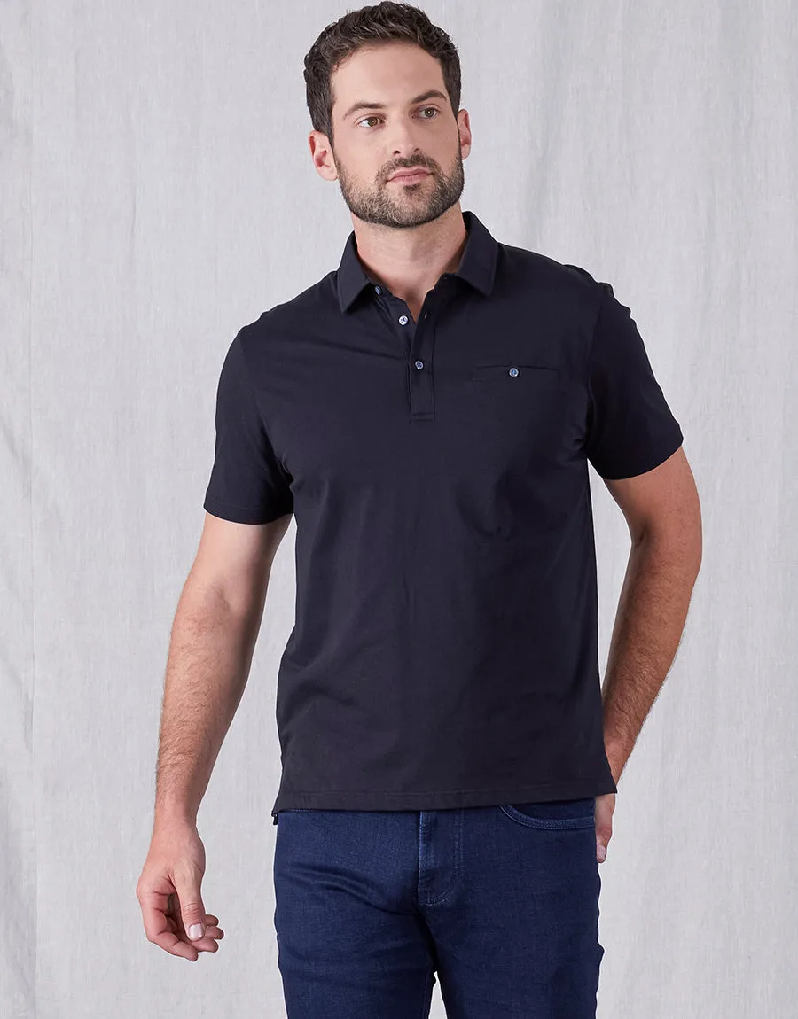 Portofino Black Short Sleeve Polo Shirt